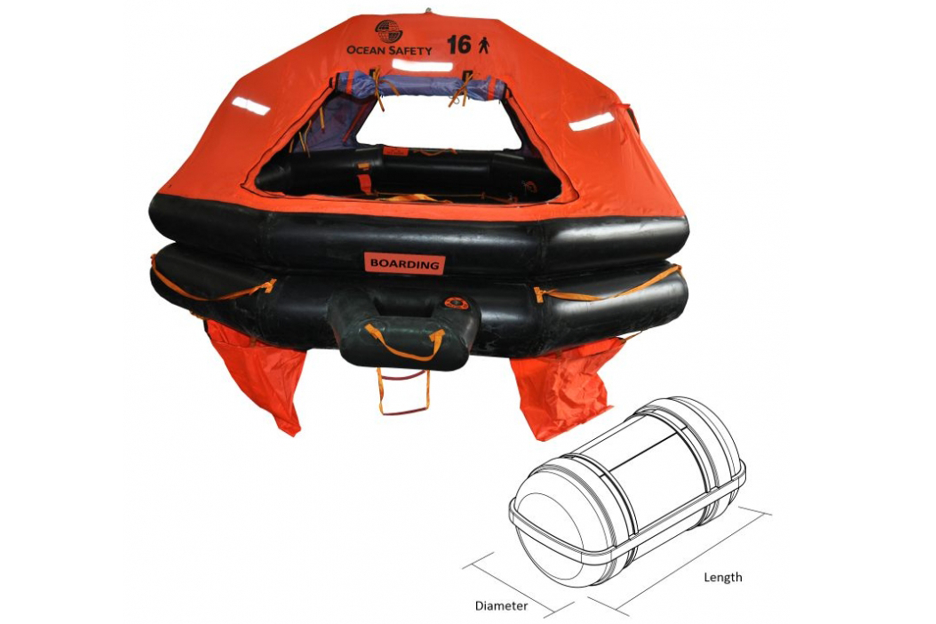 Ocean 6 Person B Liferaft - Cylindrical - HUTCHWILCO